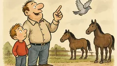 Witz: Mäxchen fragt seinen Vater: Brieftaube oder Rennpferd?