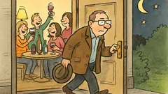 Witz: Ein Feten-um-zehn-Uhr-Verlasser betritt die Party