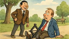 Witz: Ein Deutscher spaziert mit Japaner im Park